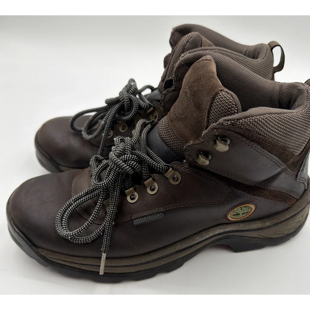 Timberland White Ledge Mens 9 M‎ Waterproof Boots Brown Leather Lace Up Mid
